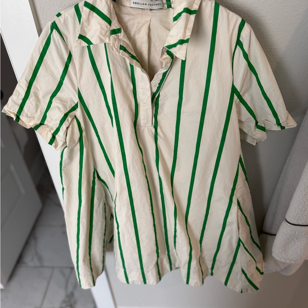 English Factory Cream and Green Striped Dress - Picture 4 of 6